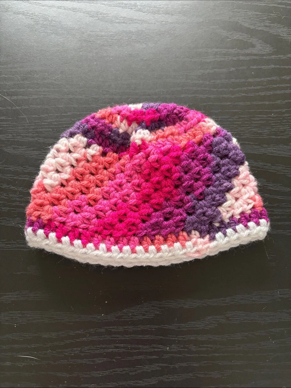 Newborn Baby Crochet Beanie - Multicolor Pink & Purple